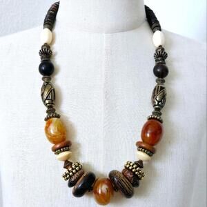 Boho Chic Chunky Beaded Single Strand Necklace